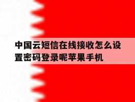 包含中国云短信在线接收怎么设置密码登录呢苹果手机的词条
