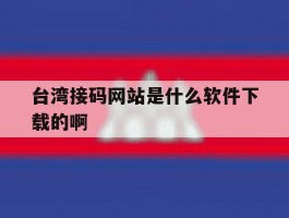 台湾接码网站是什么软件下载的啊