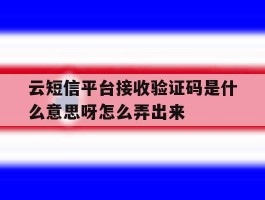 包含云短信平台接收验证码是什么意思呀怎么弄出来的词条