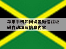 苹果手机如何设置短信验证码自动填写信息内容的简单介绍