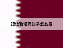 短信验证码知乎怎么发