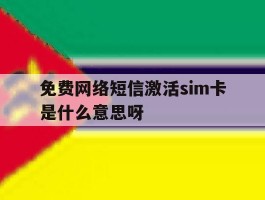 免费网络短信激活sim卡是什么意思呀的简单介绍