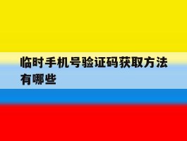 临时手机号验证码获取方法有哪些