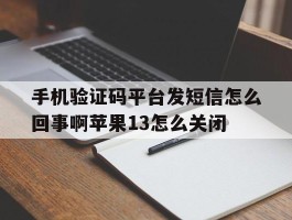 手机验证码平台发短信怎么回事啊苹果13怎么关闭