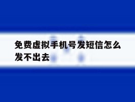 免费虚拟手机号发短信怎么发不出去
