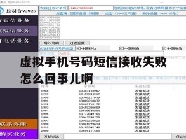 虚拟手机号码短信接收失败怎么回事儿啊