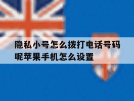 隐私小号怎么拨打电话号码呢苹果手机怎么设置的简单介绍