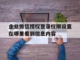 关于企业微信授权登录权限设置在哪里看到信息内容的信息