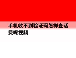 手机收不到验证码怎样查话费呢视频