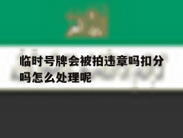 关于临时号牌会被拍违章吗扣分吗怎么处理呢的信息