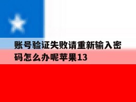 账号验证失败请重新输入密码怎么办呢苹果13的简单介绍
