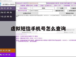虚拟短信手机号怎么查询
