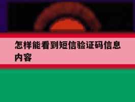 怎样能看到短信验证码信息内容