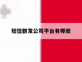 短信群发公司平台有哪些的简单介绍