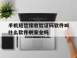 手机短信接收验证码软件叫什么软件啊安全吗