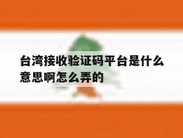 台湾接收验证码平台是什么意思啊怎么弄的
