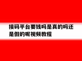接码平台要钱吗是真的吗还是假的呢视频教程
