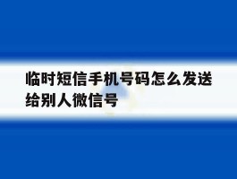 临时短信手机号码怎么发送给别人微信号
