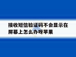 接收短信验证码不会显示在屏幕上怎么办呀苹果