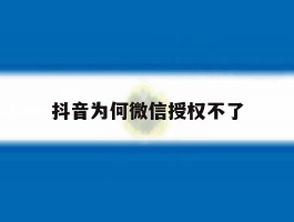抖音为何微信授权不了