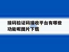 接码验证码接收平台有哪些功能呢图片下载的简单介绍