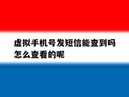 虚拟手机号发短信能查到吗怎么查看的呢的简单介绍