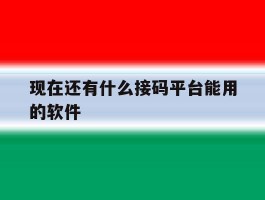现在还有什么接码平台能用的软件