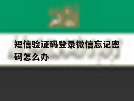 短信验证码登录微信忘记密码怎么办