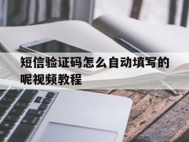 短信验证码怎么自动填写的呢视频教程