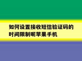 如何设置接收短信验证码的时间限制呢苹果手机