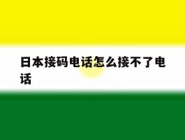 日本接码电话怎么接不了电话