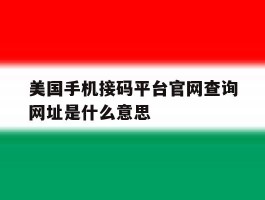 美国手机接码平台官网查询网址是什么意思