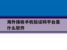 海外接收手机验证码平台是什么软件