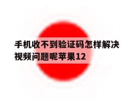 手机收不到验证码怎样解决视频问题呢苹果12的简单介绍