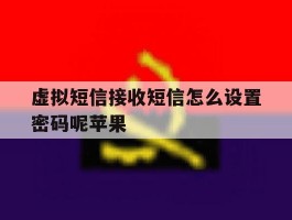 虚拟短信接收短信怎么设置密码呢苹果