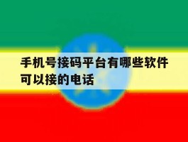 手机号接码平台有哪些软件可以接的电话