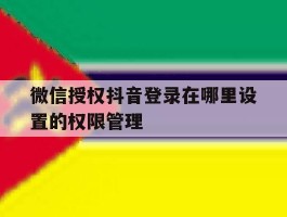 微信授权抖音登录在哪里设置的权限管理