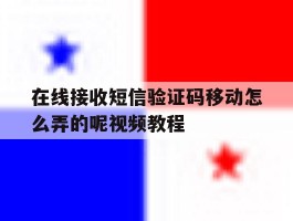 在线接收短信验证码移动怎么弄的呢视频教程