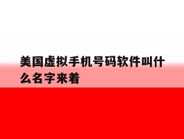 美国虚拟手机号码软件叫什么名字来着