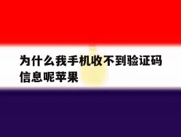 为什么我手机收不到验证码信息呢苹果