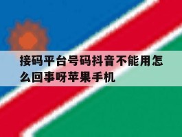 包含接码平台号码抖音不能用怎么回事呀苹果手机的词条