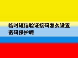 临时短信验证接码怎么设置密码保护呢