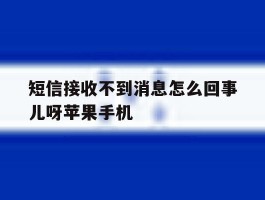 关于短信接收不到消息怎么回事儿呀苹果手机的信息