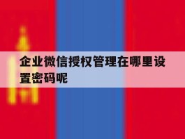 企业微信授权管理在哪里设置密码呢的简单介绍