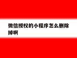 微信授权的小程序怎么删除掉啊