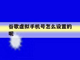 关于谷歌虚拟手机号怎么设置的呢的信息