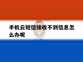 手机云短信接收不到信息怎么办呢