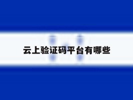 云上验证码平台有哪些
