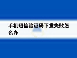 手机短信验证码下发失败怎么办