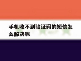 手机收不到验证码的短信怎么解决呢